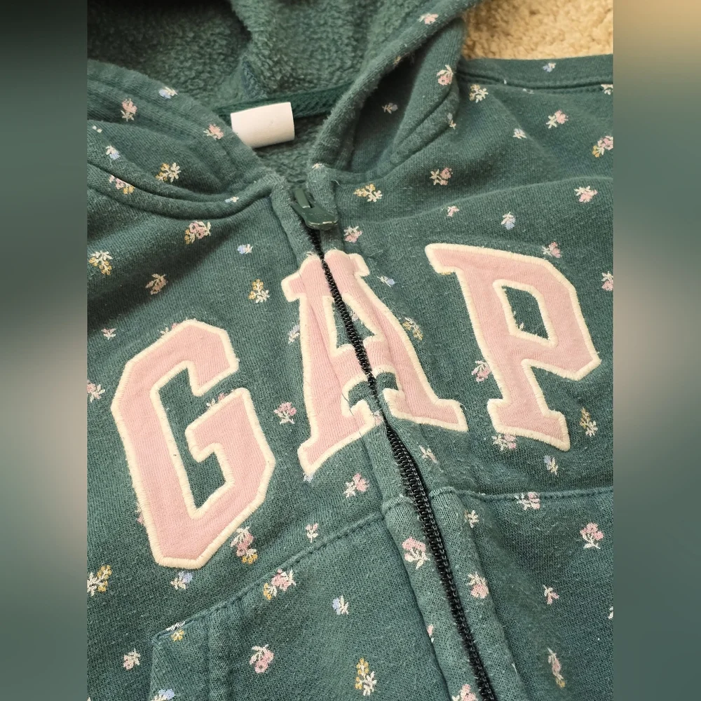 babyGap Logo Zip Hoodie and Pants Set with Floral Long Sleeve Top